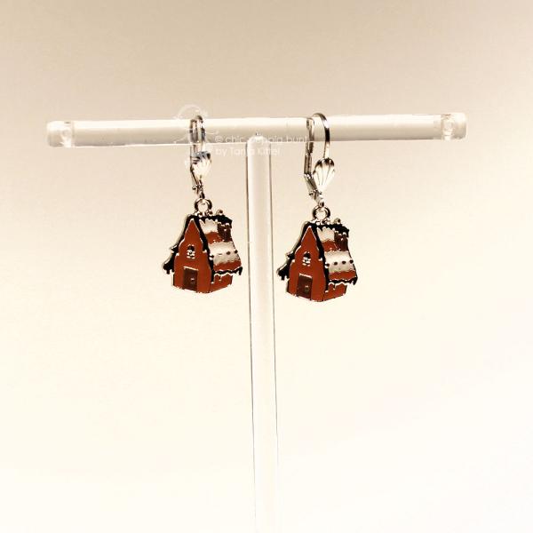 Ohrringe Weihnachten versilbert Lebkuchenhaus braun