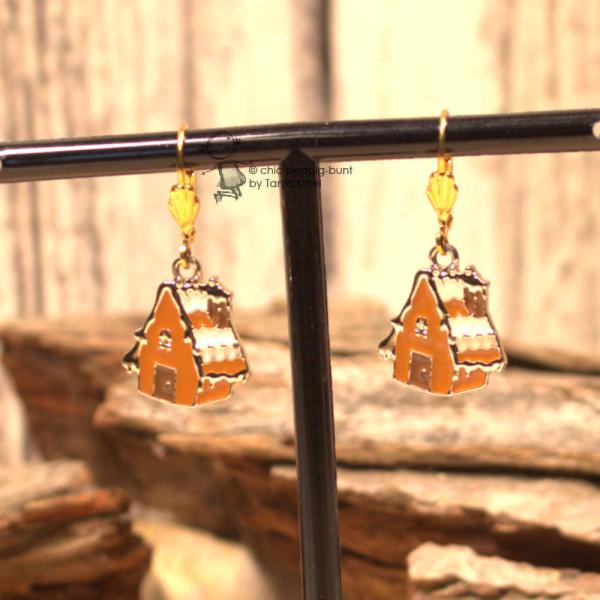 Ohrringe als Hänger Weihnachten Lebkuchenhaus braun
