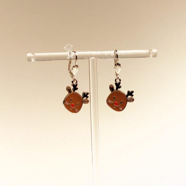 Ohrringe als Hänger Rentier Kopf braun