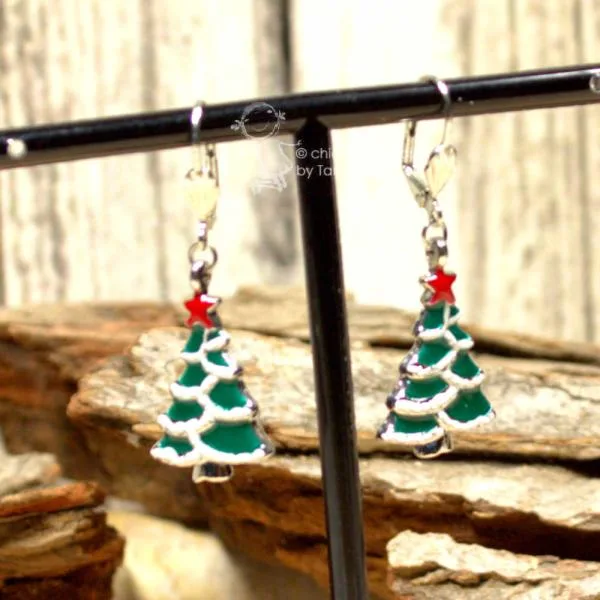 Ohrringe Weihnachten versilbert Baum grün - ohrringe modeschmuck versilbert weihnachten baum