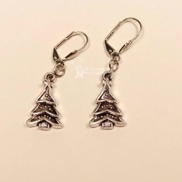 Ohrringe Baum Weihnachten versilbert - ohrringe modeschmuck versilbert weihnachten baum klein