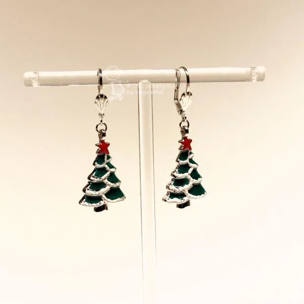 Ohrringe Weihnachten versilbert Baum grün - ohrringe modeschmuck versilbert weihnachten baum klein emailliert gruen