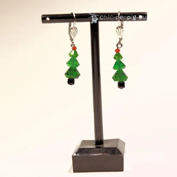 Ohrringe Weihnachtsbaum grün Handrade - ohrringe modeschmuck versilbert weihnachten baum klein handmade