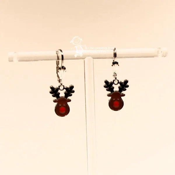 Ohrringe Rentier Weihnachten versilbert braun - ohrringe modeschmuck versilbert weihnachten elch braun