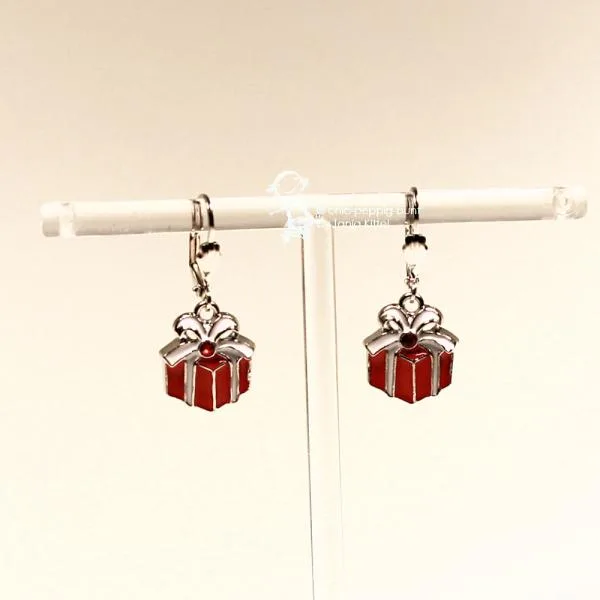 Ohrringe Geschenk Weihnachten rot versilbert - ohrringe modeschmuck versilbert weihnachten geschenk rot weiss