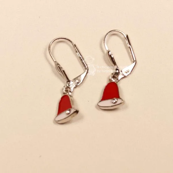 Ohrringe Glocke rot Weihnachten versilbert - ohrringe modeschmuck versilbert weihnachten glocke rot weiss