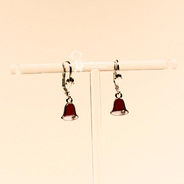 Ohrringe Glocke rot Weihnachten versilbert