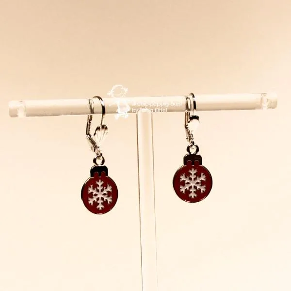 Ohrringe Christbaumkugel Weihnachten rot versilbert - ohrringe modeschmuck versilbert weihnachten kugel rot weiss