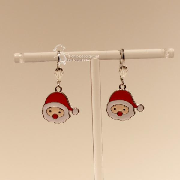 Ohrringe Nikolaus Kopf Weihnachtsschmuck rot -weiss