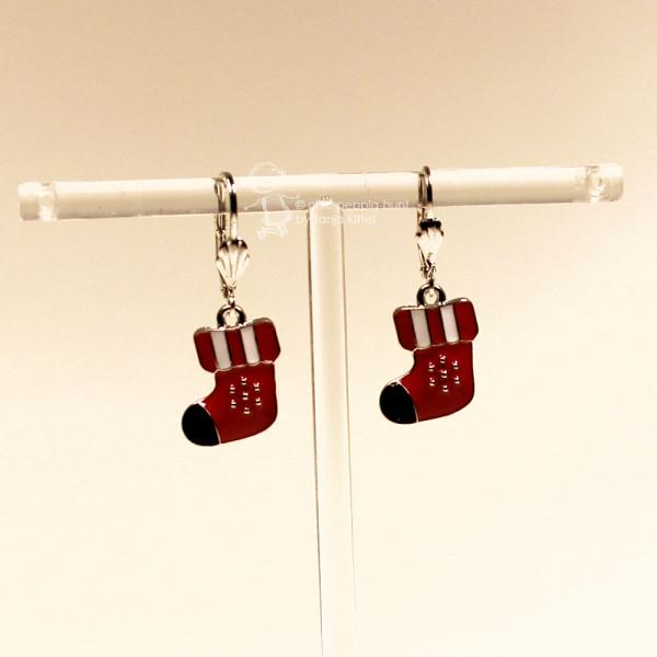 Ohrringe rote Nikolaus Socke Weihnachtsschmuck