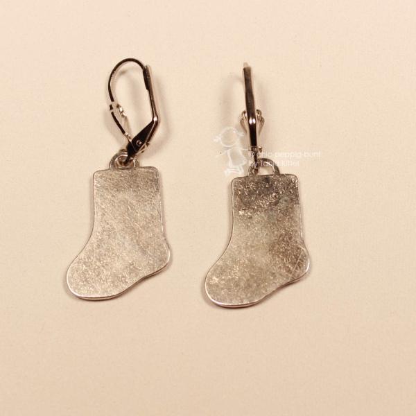 Ohrringe Socke creme Weihnachten versilbert