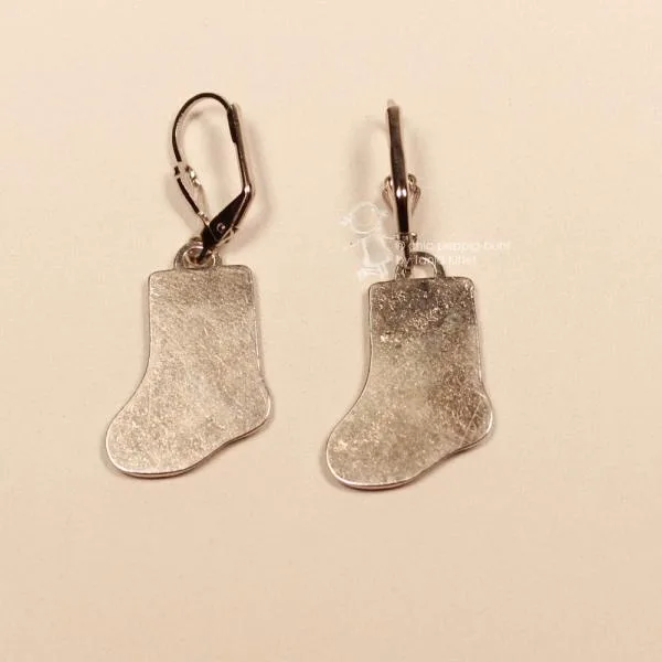 Ohrringe Socke creme Weihnachten versilbert - ohrringe modeschmuck versilbert weihnachten nikolaus socke schneemann