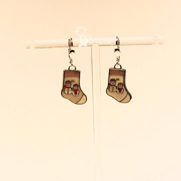 Ohrringe Socke creme Weihnachten versilbert