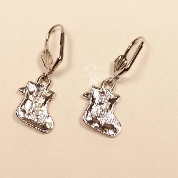 Ohrringe Nikolaus Socke mit Strass Stein Weihnachten rot versilbert - ohrringe modeschmuck versilbert weihnachten nikolaus strumpf rot gruen schleife