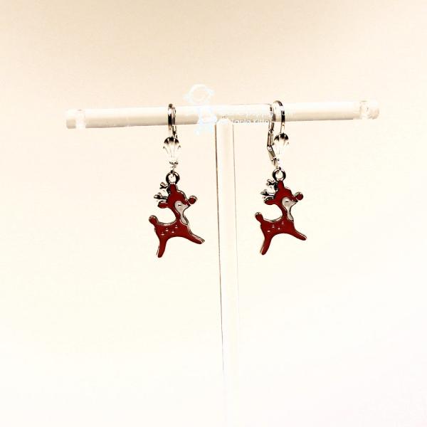 Ohrringe Rentier Weihnachten rot -weiß