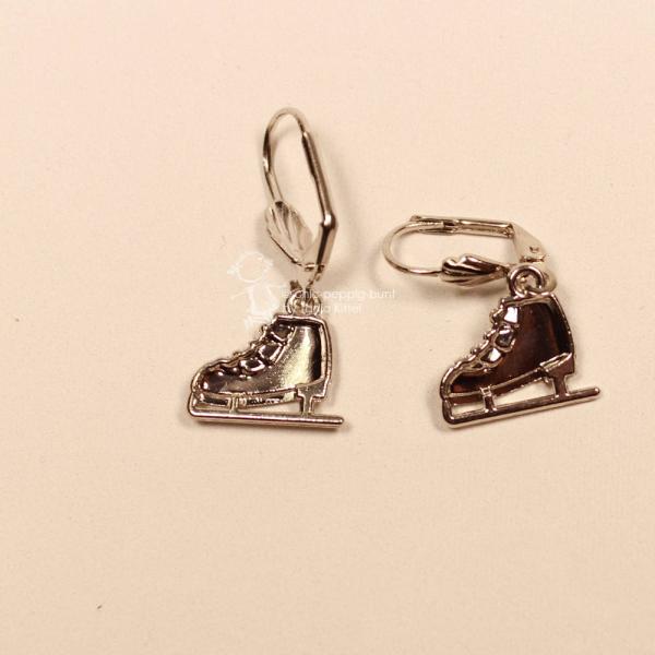 Ohrringe Schlittschuhe Weihnachten rot versilbert