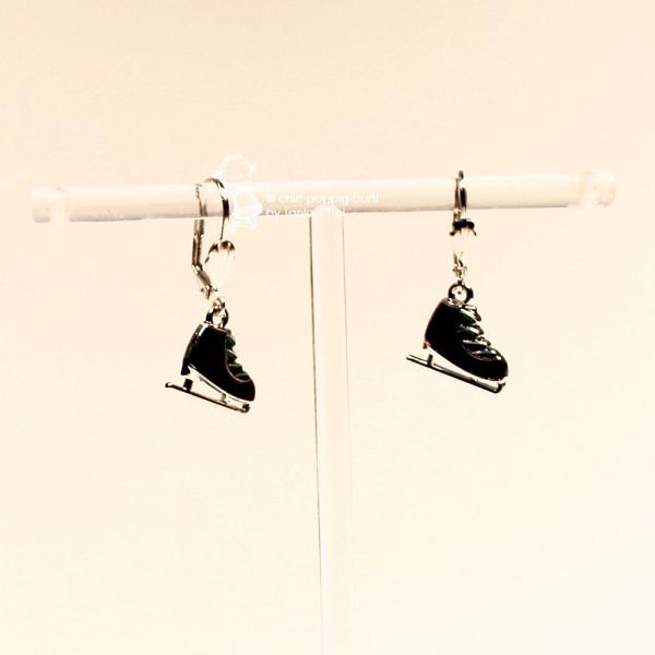 Ohrringe Schlittschuhe Weihnachten rot versilbert