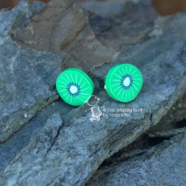 Fruchtige Ohrstecker - ohrstecker grün kiwi