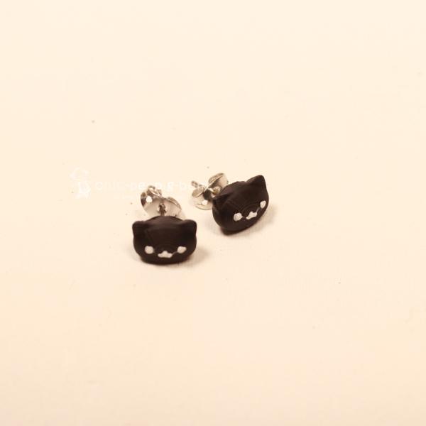 Kleine Katzen Ohrstecker Versilbert – Mini Katzenkopf Ohrringe Schwarz