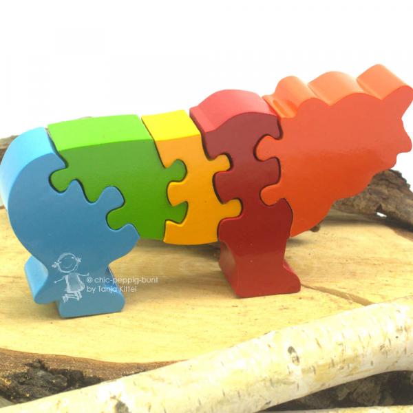 3 D Holz Puzzle Tiger mit Zahlen von 1-5