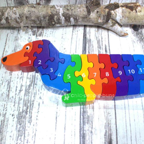 3D Dackel ein Puzzle mit Zahlen
