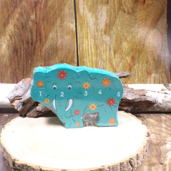 3 D Holz Puzzle Elefant mit Zahlen von 1-5