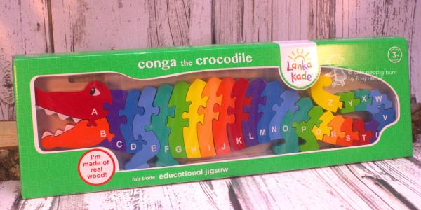 Holz Puzzle mit Buchstaben als Krokodil