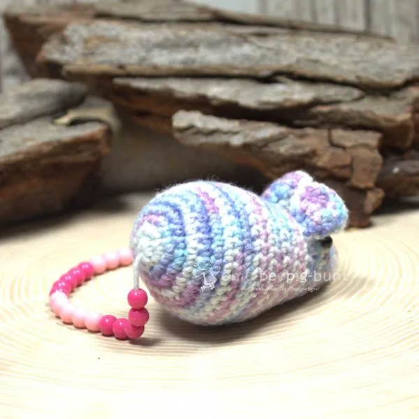 Rechenmaus blau lila gestreift mit 20 Perlen