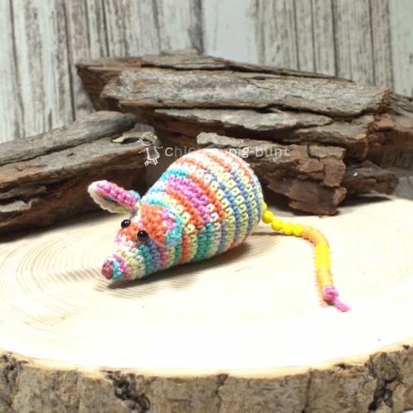 Rechenmaus bunt gestreift mit 20 Perlen