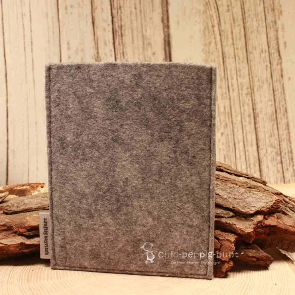 Impfpasshülle Filz hellgrau Pass - Hülle Reisepassetui - reise pass huelle etui brieftasche filz ausweiss grau neutral