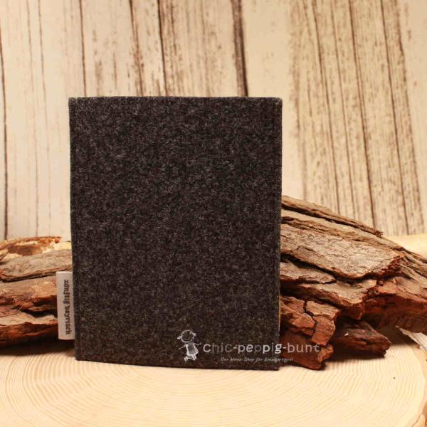 Impfpasshülle Filz dunkelgrau Pass - Hülle Motiv Katze blau