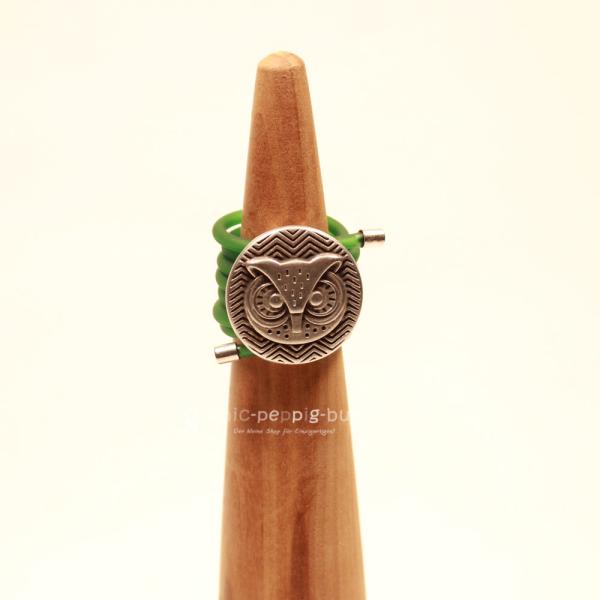 Damenring Eule PVC Schlauch hellgrün