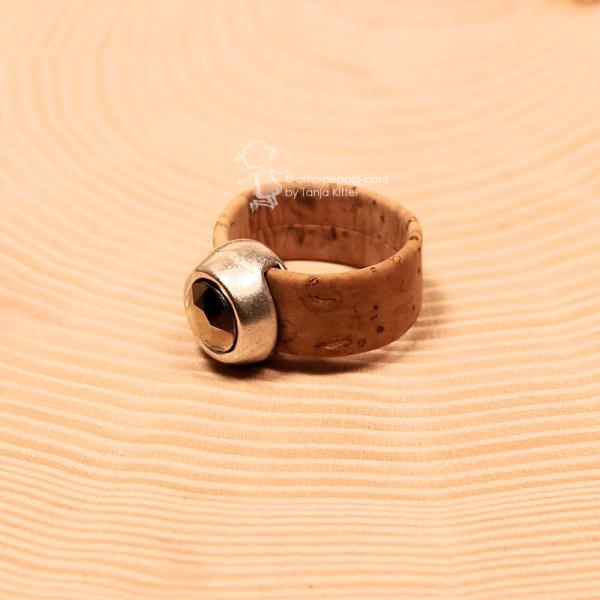 Kork-Ring Hellbraun mit Preciosa Kristall – Damenring