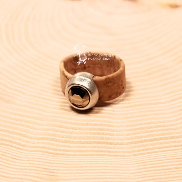 Kork-Ring Hellbraun mit Preciosa Kristall – Damenring