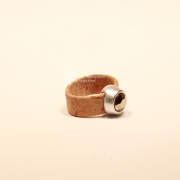 Kork-Ring Hellbraun mit Preciosa Kristall – Damenring