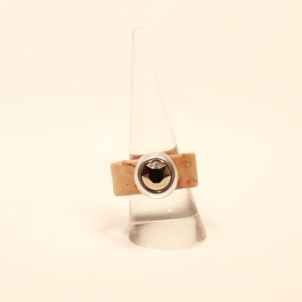 Kork-Ring Hellbraun mit Preciosa Kristall – Damenring - ring damen kork swarowski stein braun variabel