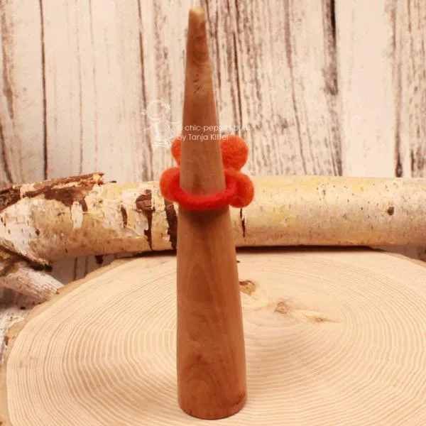 Kinderring Filz-Blume Orange-Rot – Farbenfroher Fingerring Handmade - ring kinder damen filz orange rot einheitsgroesse