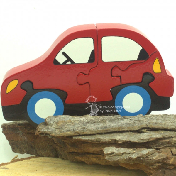 3D HolzPuzzle als Auto in rot