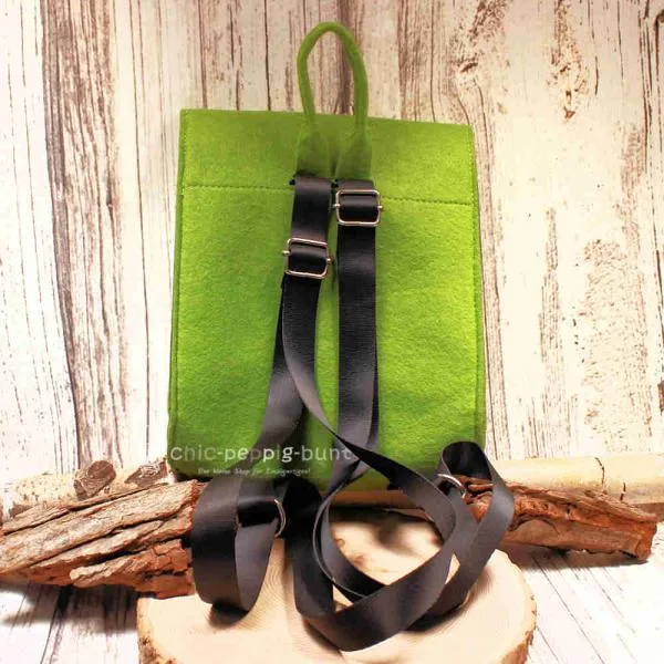 Rucksack Filz grün Metallschnallen - rucksack filz gruen schnallen handtasche klein