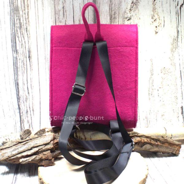 Rucksack Filz pink Metallschnallen
