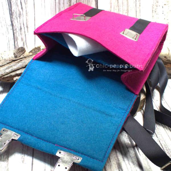 Rucksack Filz pink Metallschnallen