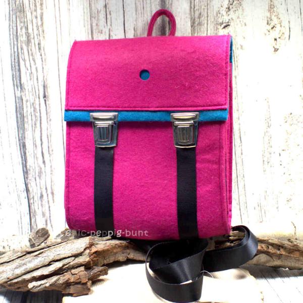 Rucksack Filz pink Metallschnallen