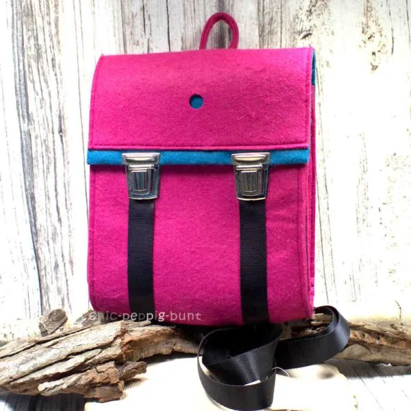 Rucksack Filz pink Metallschnallen - rucksack filz pink schnallen handtasche klein