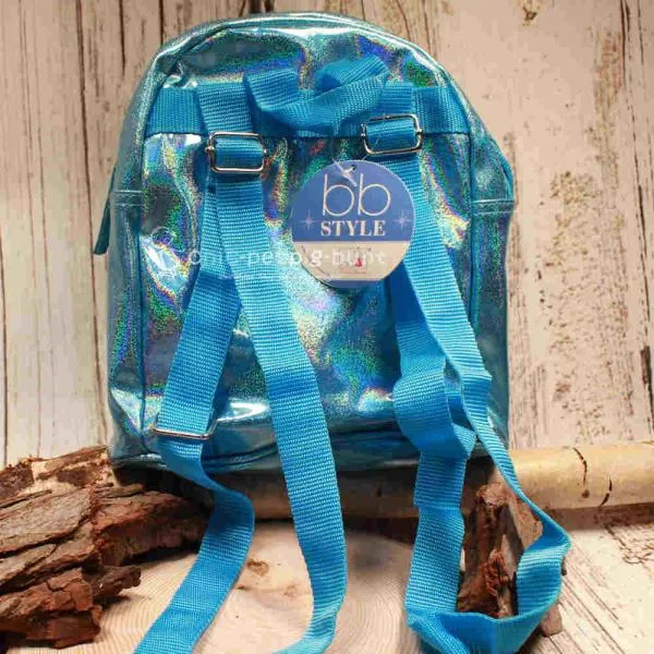 Rucksack Kinder blau glitzer Schimmer PVC abwaschbar - rucksack kinder blau pvc polyester glaenzend