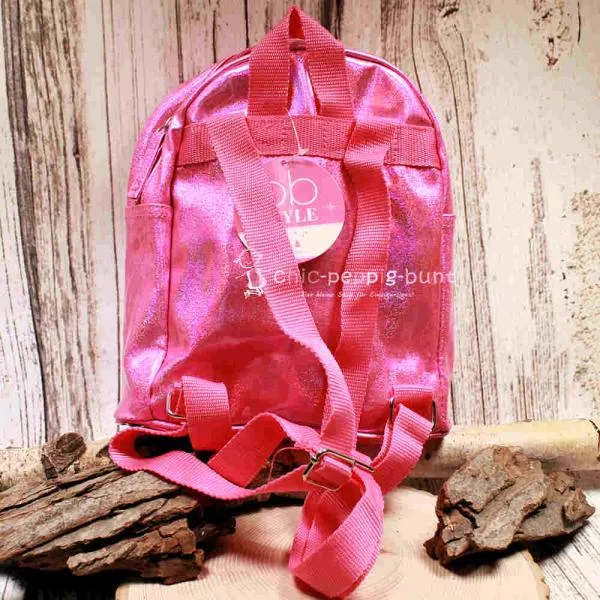 Rucksack Kinder rosa glitzer Schimmer PVC abwaschbar - rucksack kinder rosa pvc polyester glaenzend
