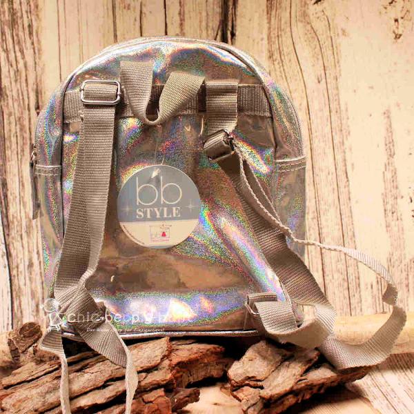 Rucksack Kinder silber glitzer Schimmer PVC abwaschbar