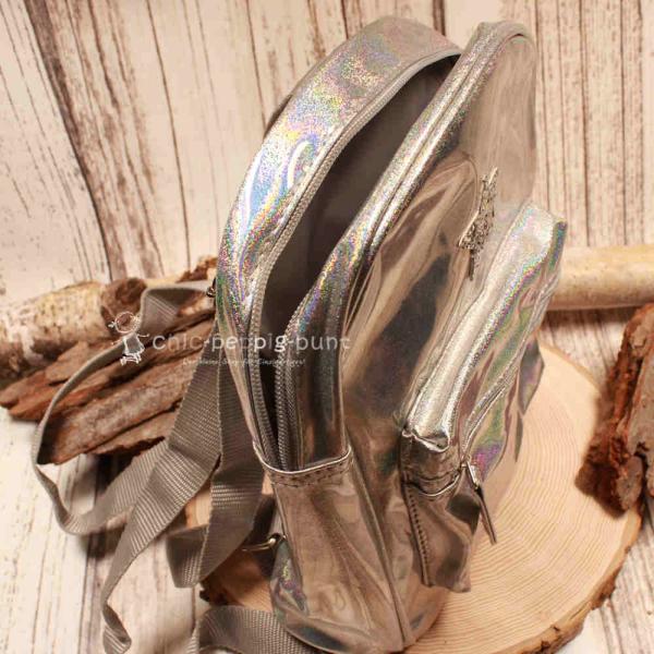 Rucksack Kinder silber glitzer Schimmer PVC abwaschbar