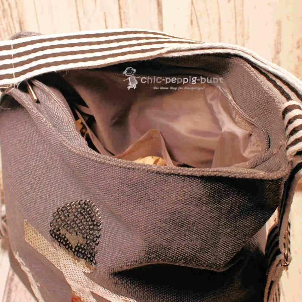 Rucksack oder Handtasche grau Pailletten in der Form eines Ankers - rucksack stoff pailletten anker grau umhaengetasche