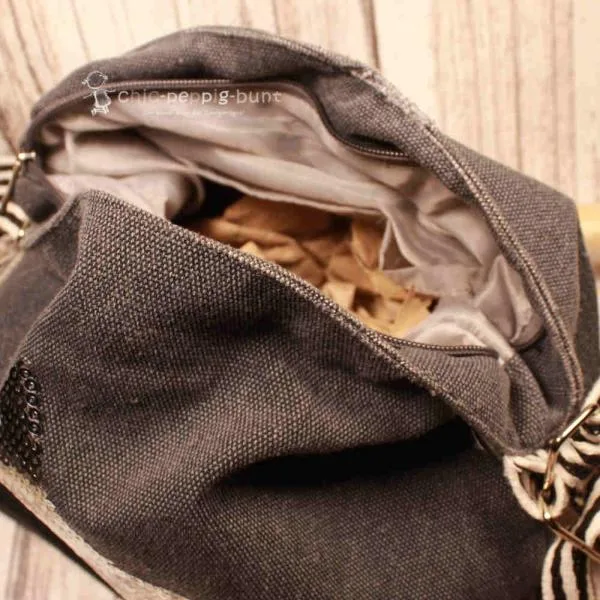 Rucksack oder Handtasche grau Pailletten in der Form eines Sterns - rucksack stoff pailletten stern grau umhaengetasche