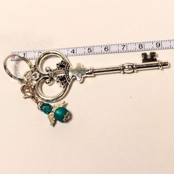 Schlüsselanhänger Schutzengel Türkis – 2-in-1 Schlüssel & Charmsanhänger